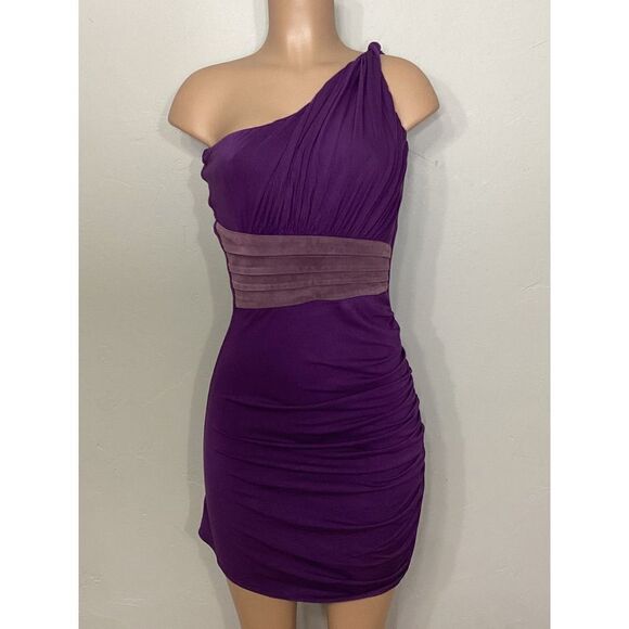New. SKY purple Grecian style dress with leather. Normally $224 - Picture 2 of 8